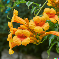 Campsis radicans Flava, Gelbe Klettertrompete, 40-60 cm, im 2-l-Container (Ø 17 cm) inkl. Dünger